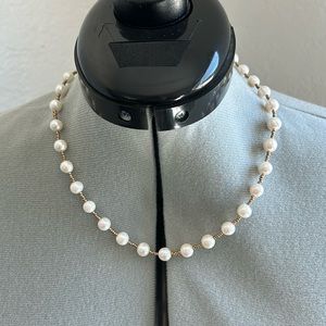 Dogeared 21” pearl and gold bead necklace. Lobster clasp.